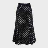 Black Polka Dot Mermaid Midi Skirt