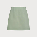 Green Solid A-Line Mini Skirt