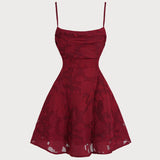 Wine Red Floral Backless Slip Mini Dress