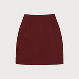 Wine Red Natural Waisted A-Line Mini Skirt