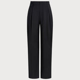 Black Natural Waisted Straight Pants
