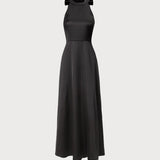 The Black Halter Bowknot Cutout Maxi Dress