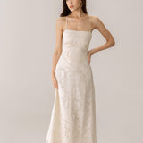 Apricot Jacquard Corset Slip Maxi Dress