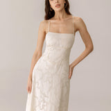 Apricot Jacquard Corset Slip Maxi Dress
