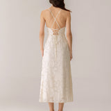 Apricot Jacquard Corset Slip Maxi Dress