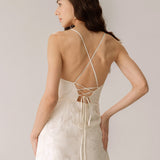 Apricot Jacquard Corset Slip Maxi Dress