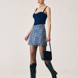 Navy Floral A-Line Mini Skirt