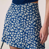 Navy Floral A-Line Mini Skirt