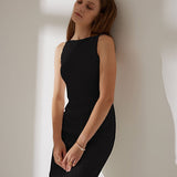 The Black Water Ripple Textured Cami Dress