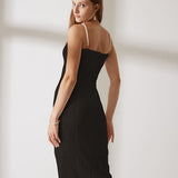 The Black Water Ripple Textured Cami Dress