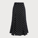 Black Polka Dot Mermaid Midi Skirt