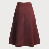 Burgundy High Waisted Tweed Skirt