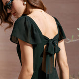 Black Sweetheart Neck Chiffon Maxi Dress