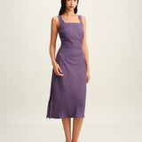 Purple Square Neck Slip Midi Dress