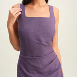 Purple Square Neck Slip Midi Dress