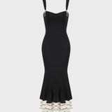 The Black Sweetheart Neck Bodycon Slip Maxi Dress