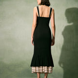 The Black Sweetheart Neck Bodycon Slip Maxi Dress
