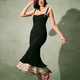 The Black Sweetheart Neck Bodycon Slip Maxi Dress