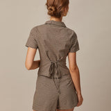 The Brown High Waisted Plaid Shorts