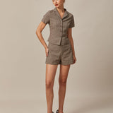 The Brown High Waisted Plaid Shorts
