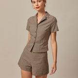 The Brown High Waisted Plaid Shorts