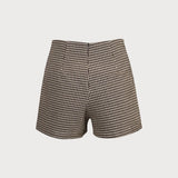 The Brown High Waisted Plaid Shorts