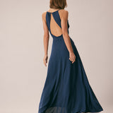 The Navy Cowl Neck Cutout Back Maxi Dress