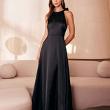 The Black Halter Bowknot Cutout Maxi Dress