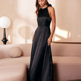 The Black Halter Bowknot Cutout Maxi Dress