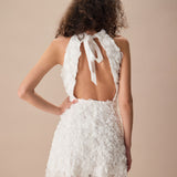 The White Mock Neck Tie-Back Mini Dress