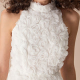 The White Mock Neck Tie-Back Mini Dress