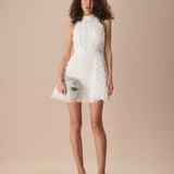 The White Mock Neck Tie-Back Mini Dress
