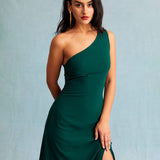 The Green One Shoulder Sleeveless Maxi Dress