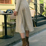 The Pearl Button High Waisted Tweed Skirt