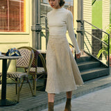 The Pearl Button High Waisted Tweed Skirt
