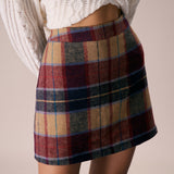The Red Plaid Zipper Fly Tweed Mini Skirt