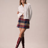 The Red Plaid Zipper Fly Tweed Mini Skirt