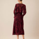 Red Floral Bodycon Slip Midi Dress