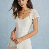 Apricot Sweetheart Neck Slit Chiffon Maxi Dress