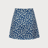 Navy Floral A-Line Mini Skirt
