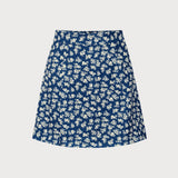 Navy Floral A-Line Mini Skirt