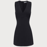 Women's Black V-Neck Sleeveless Mini Dress