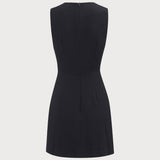 Women's Black V-Neck Sleeveless Mini Dress