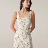 Beige Floral Straight Mini Skirt