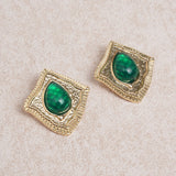 Green Geometry Earrings