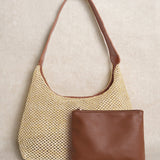 Khaki Straw Weaving Handbag