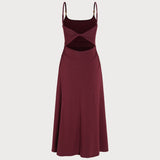 Wine Red X Cross Knit Slip Maxi Dress