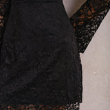 Black Lace Bell Sleeve A-Line Mini Dress