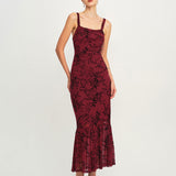 Red Floral Sleeveless Maxi Dress