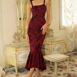 Red Floral Sleeveless Maxi Dress
